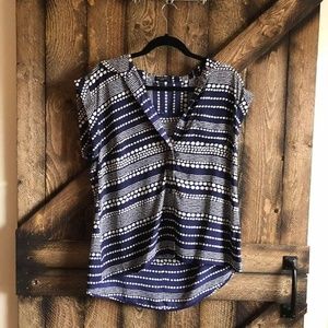 Blue and White Blouse